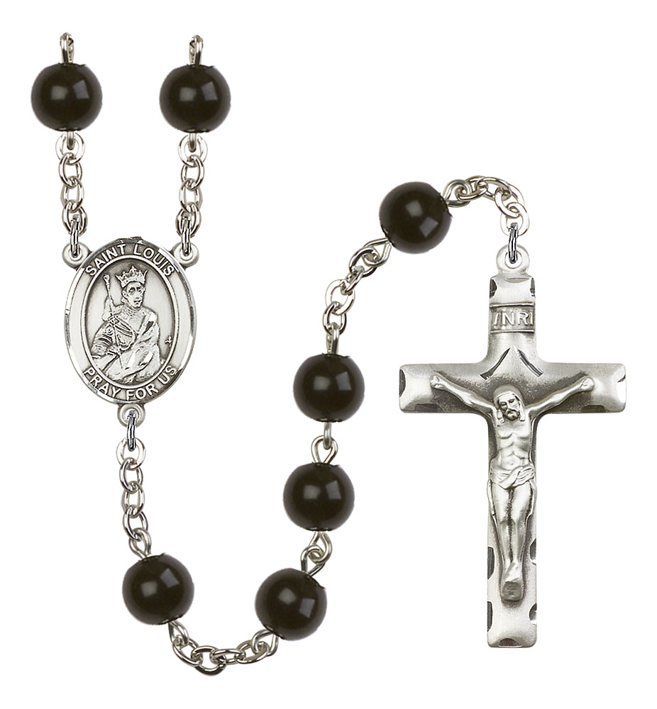 Saint Louis Engravable Rosary with Black Onyx Beads