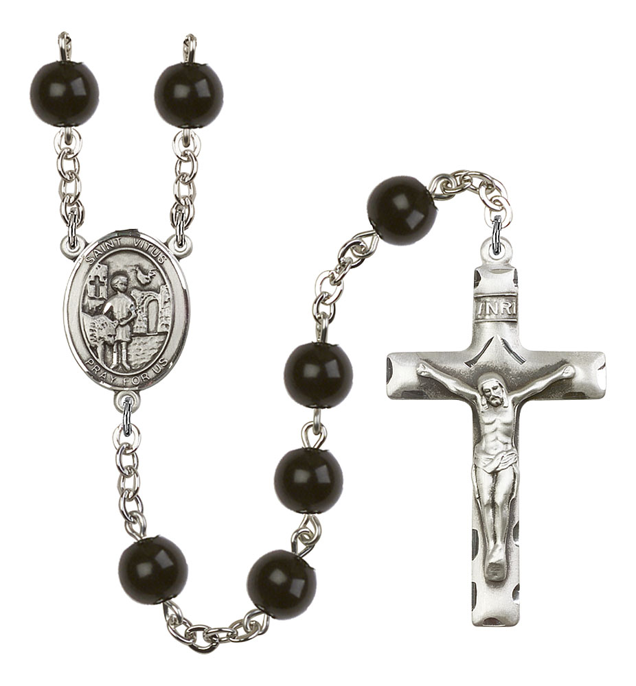 Saint Vitus Engravable Rosary with Black Onyx Beads