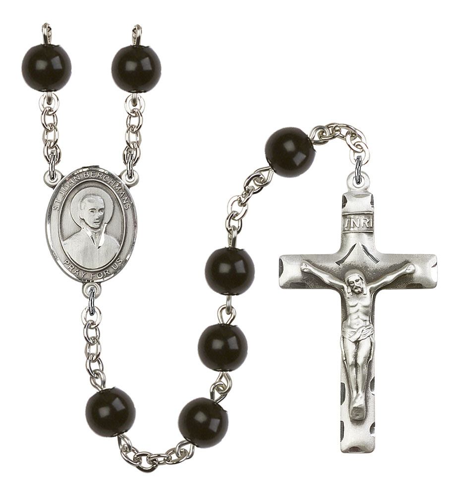Saint John Berchmans Engravable Rosary with Black Onyx Beads