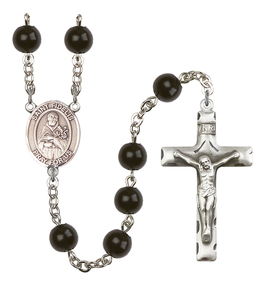 Saint Fidelis Engravable Rosary with Black Onyx Beads