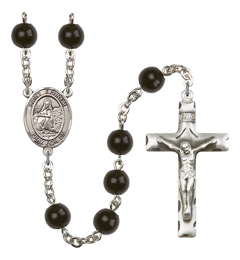 Saint Ephrem Engravable Rosary with Black Onyx Beads