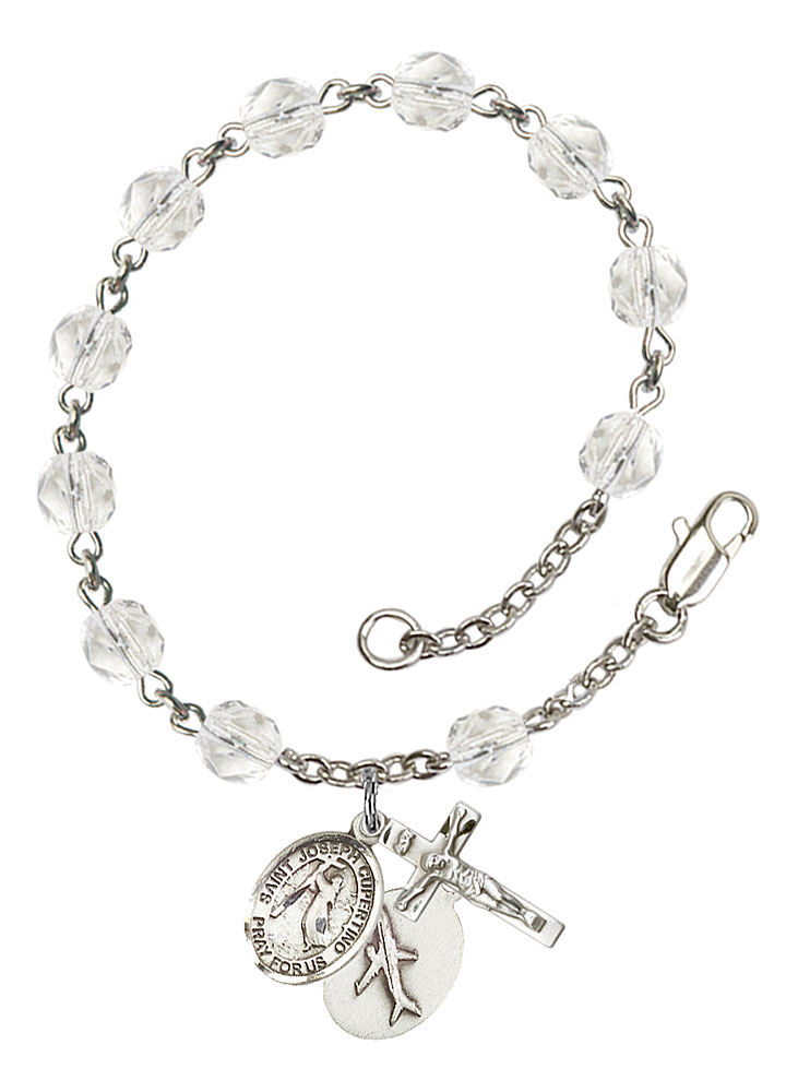 Saint Joseph of Cupertino Rosary Bracelet with Crystal Beads