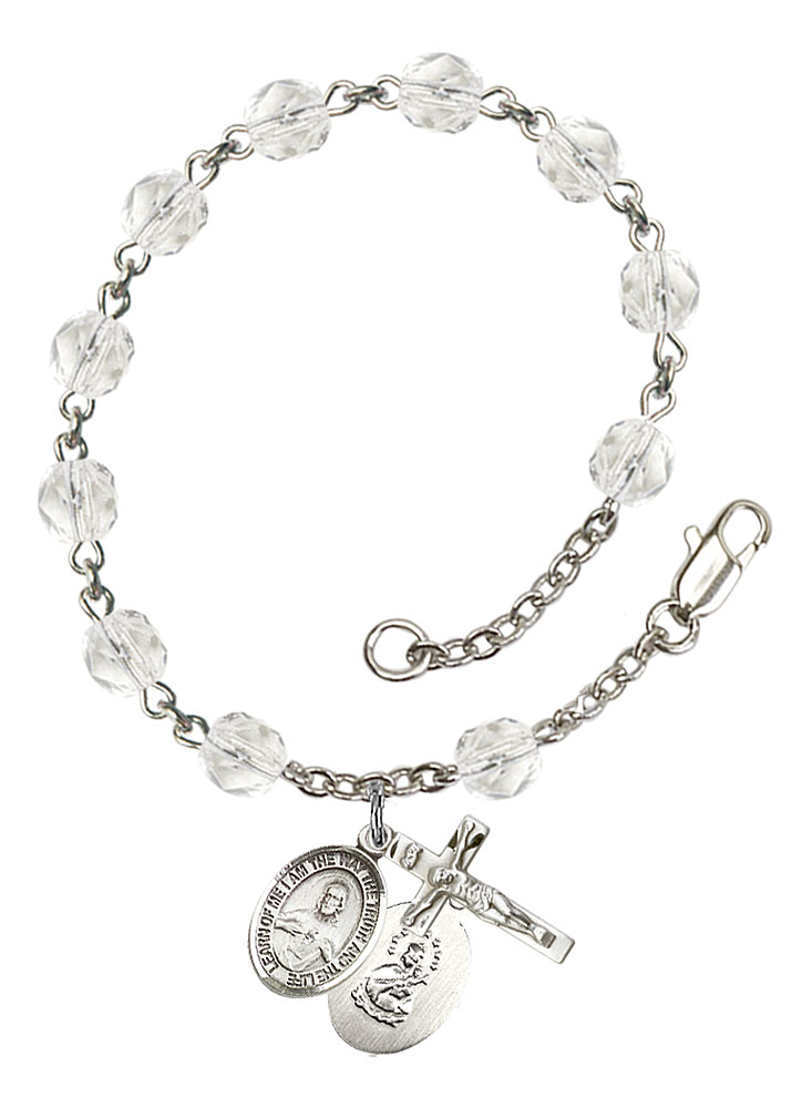 Scapular Engravable Rosary Bracelet with Crystal Beads