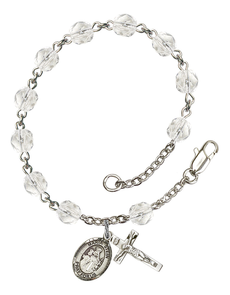 Maria Stein Engravable Rosary Bracelet with Crystal Beads