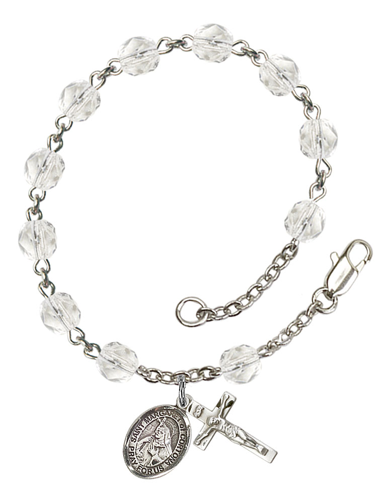 Saint Margaret of Cortona Engravable Rosary Bracelet with Crystal Beads