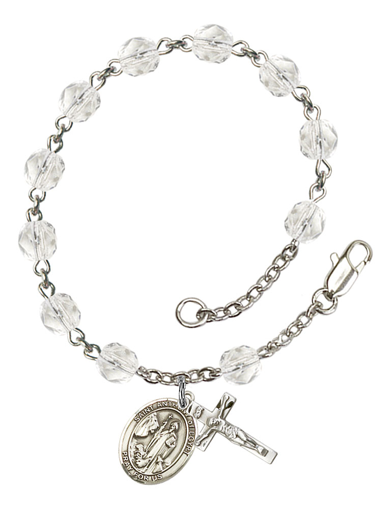 Saint Anthony of Egypt Engravable Rosary Bracelet with Crystal Beads
