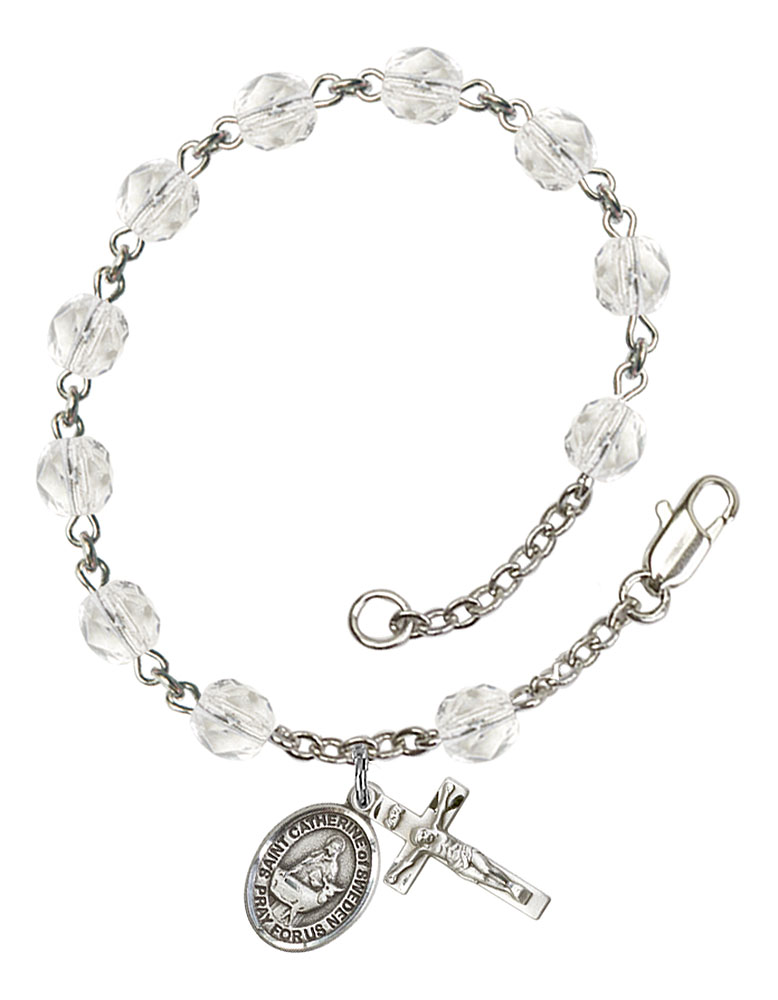 Saint Catherine of Sweden Engravable Rosary Bracelet with Crystal Beads