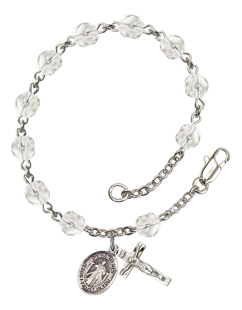 Divine Mercy Rosary Bracelet with Crystal Beads