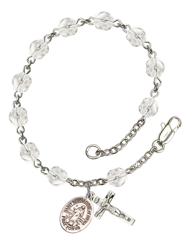 Saint Bernadine of Sienna Engravable Rosary Bracelet with Crystal Beads