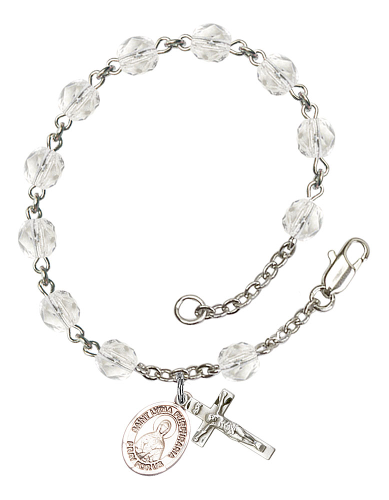 Saint Lydia Purpuraria Engravable Rosary Bracelet with Crystal Beads