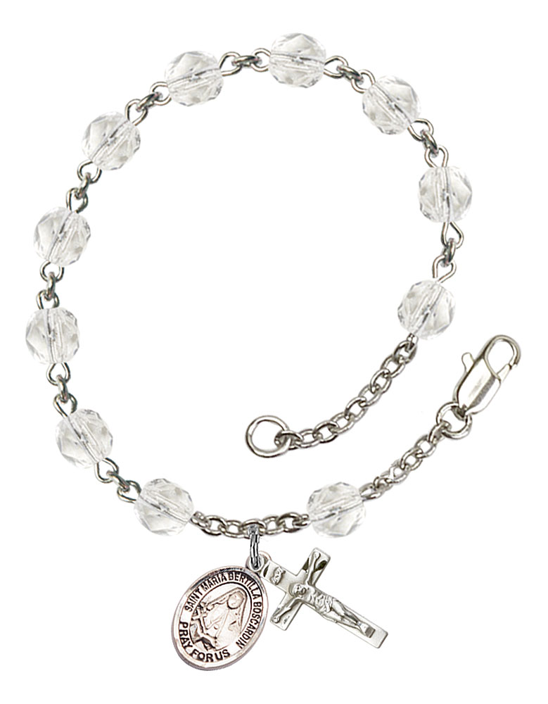 Saint Maria Bertilla Boscardin Engravable Rosary Bracelet with Crystal Beads