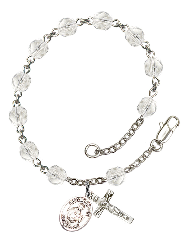 Saint Norbert of Xanten Engravable Rosary Bracelet with Crystal Beads