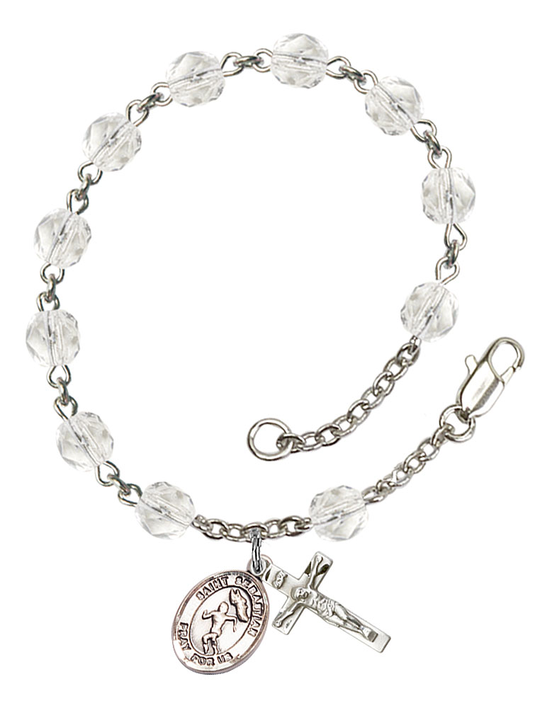 Saint Sebastian and Track&Field Rosary Bracelet with Crystal Beads