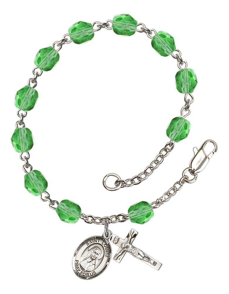 Saint Louise de Marillac Engravable Rosary Bracelet with Peridot Beads