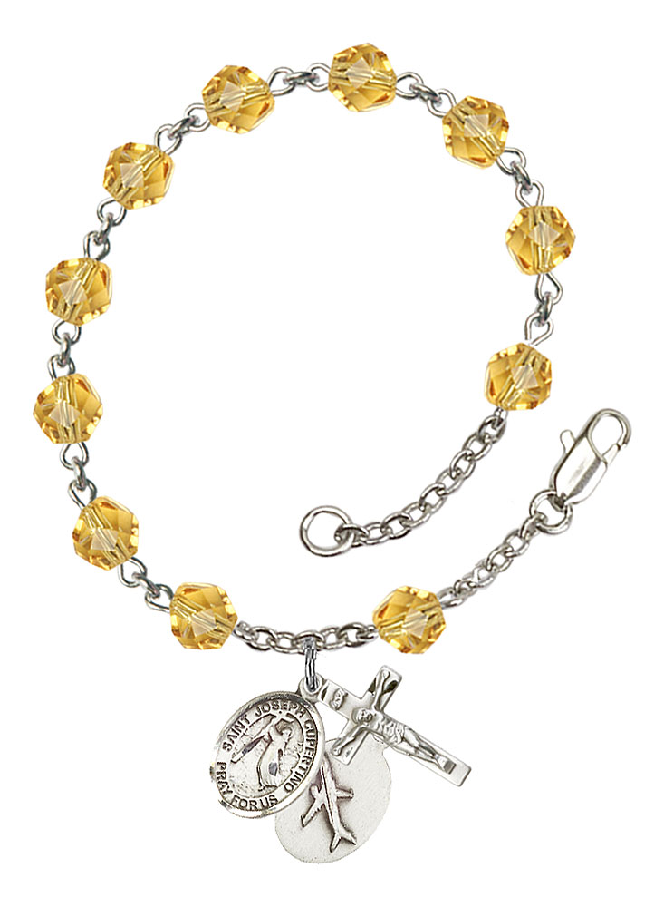 Saint Joseph of Cupertino Rosary Bracelet with Topaz Beads