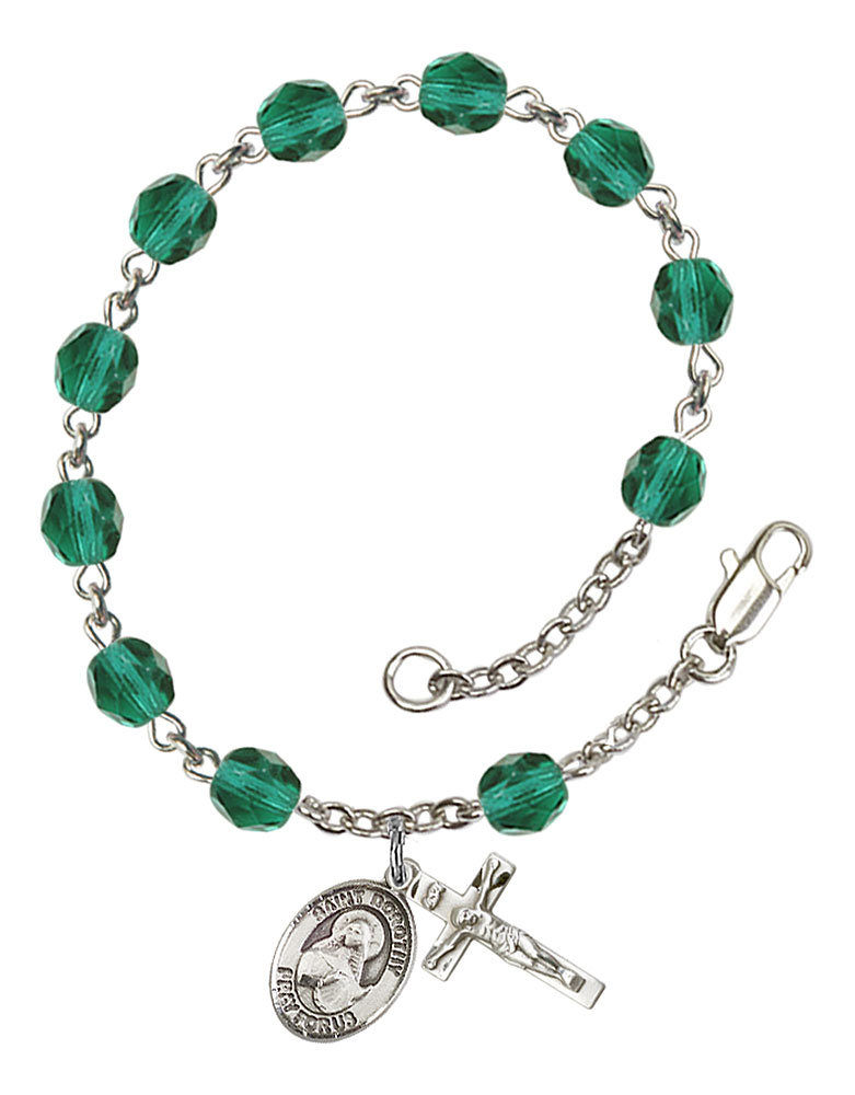 Saint Dorothy Engravable Rosary Bracelet with Zircon Beads