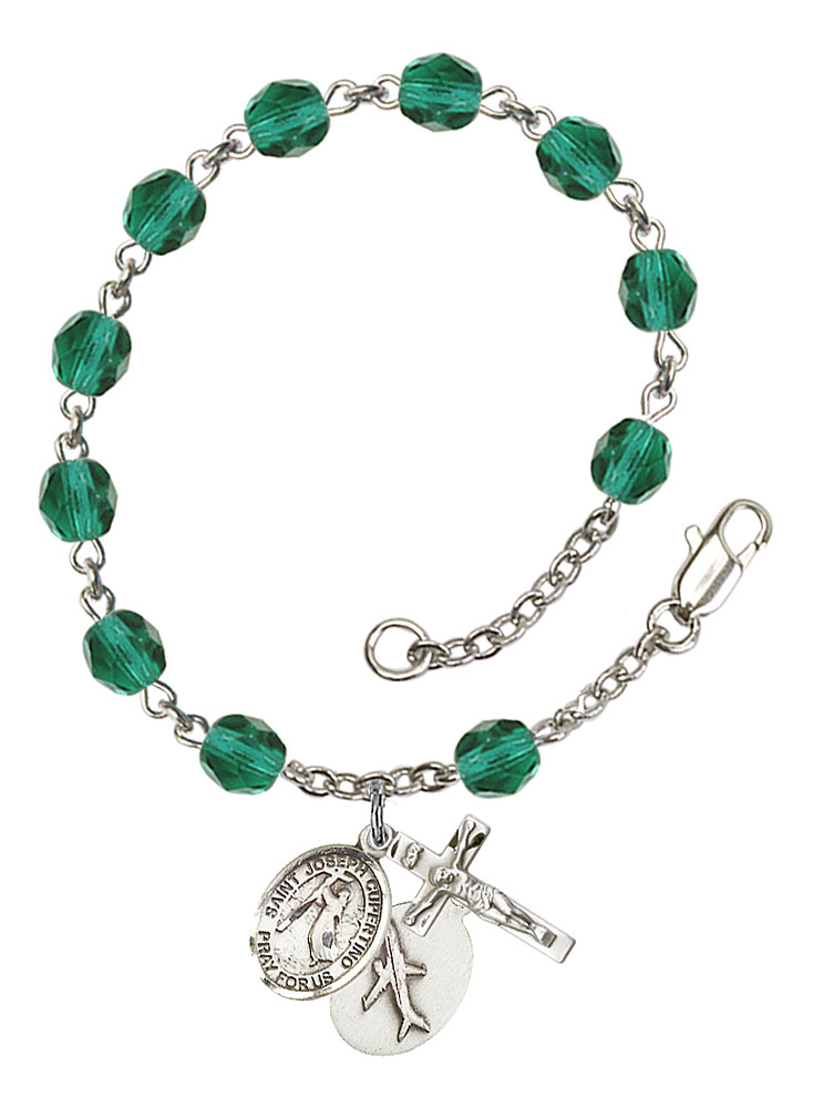 Saint Joseph of Cupertino Rosary Bracelet with Zircon Beads