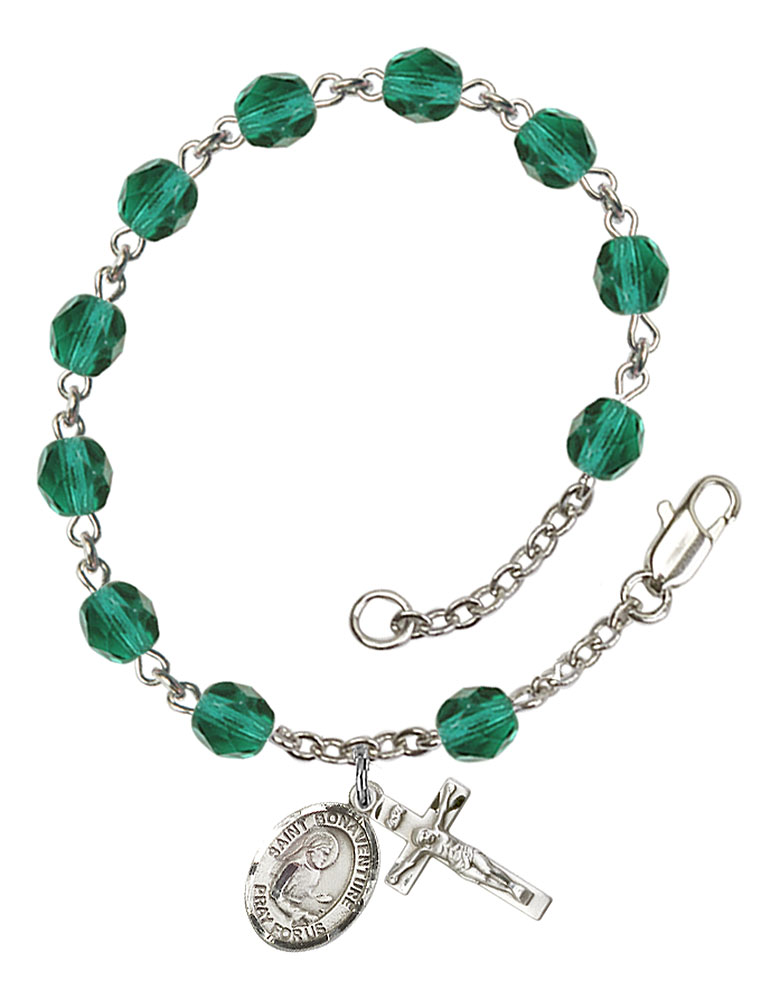 Saint Bonaventure Engravable Rosary Bracelet with Zircon Beads