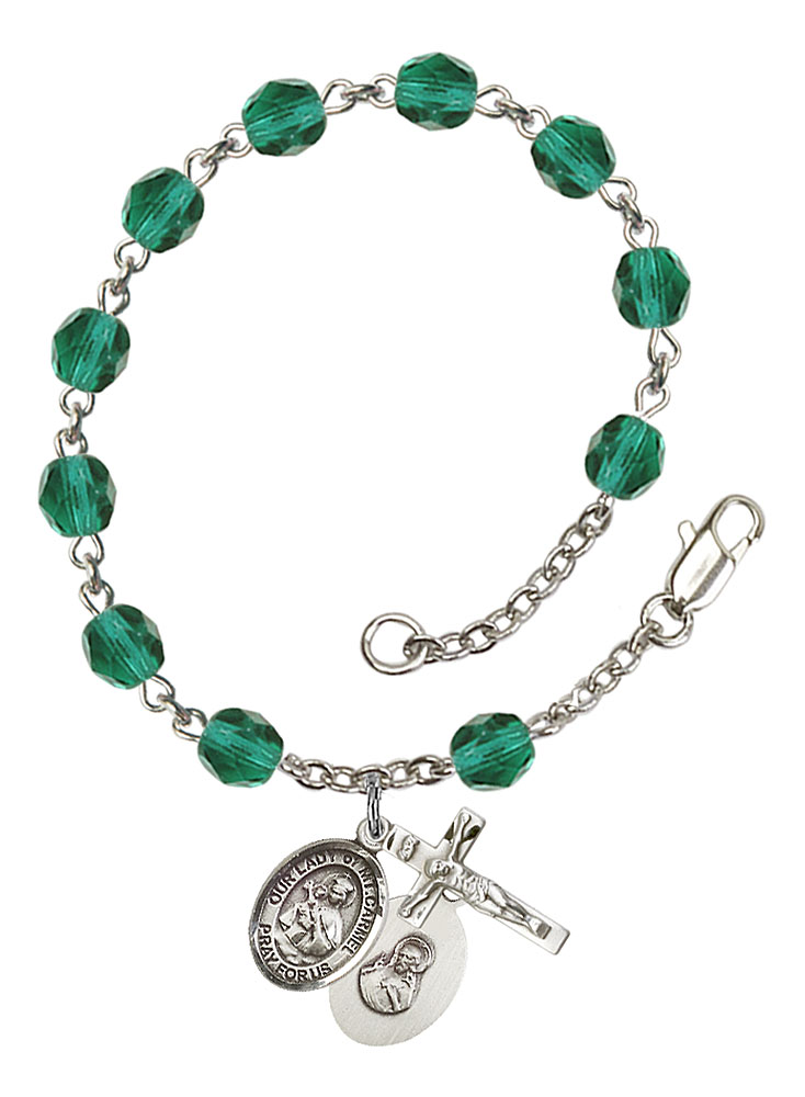 Our Lady of Mount Carmel Rosary Bracelet with Zircon Beads