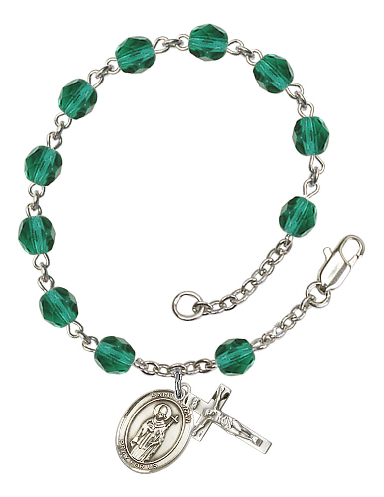 Saint Ronan Engravable Rosary Bracelet with Zircon Beads