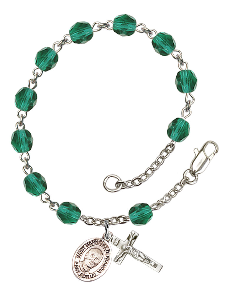 Saint Hannibal Engravable Rosary Bracelet with Zircon Beads