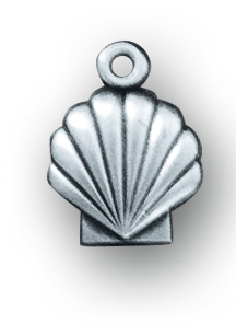 1/2-inch Sterling Silver Holy Baptism Shell Medal with 13-inch Chain