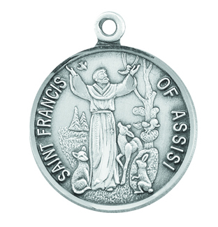 7/8-inch Sterling Silver St. Francis Medal with 18-inch Chain