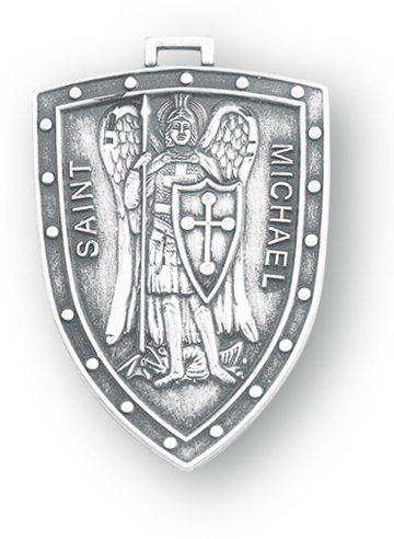 1 1/4-inch Sterling Silver St. Michael Medal with 24-inch Chain