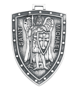 Sterling Silver Shield Shaped St. Michael Medal