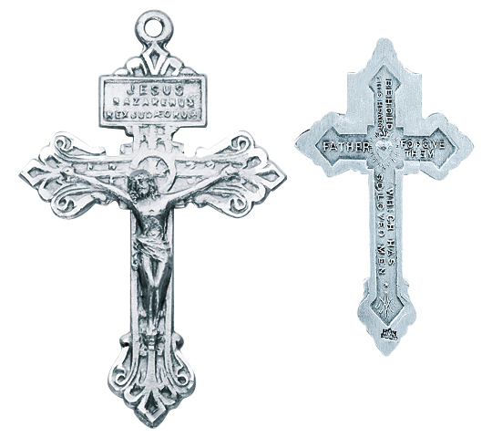 1 1/2-inch Sterling Silver "Pardon" Crucifix with 24-inch Chain