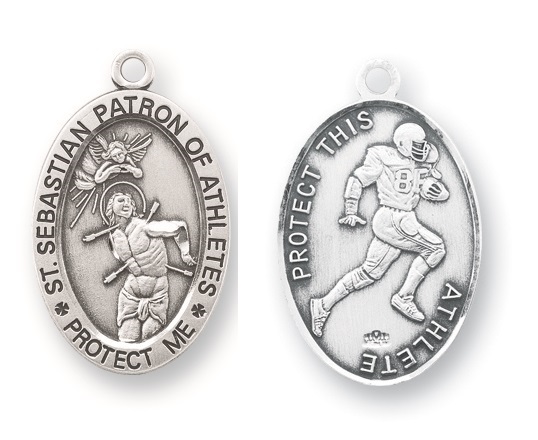 Sterling Silver St. Sebastian Football Athlete Medal