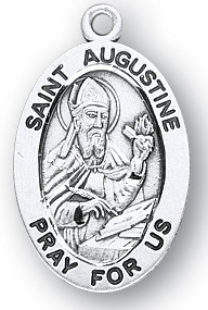 Sterling Silver Oval Shaped St. Augustine Medal
