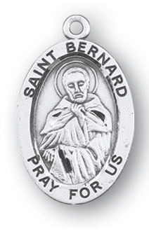 Sterling Silver Oval Shaped St. Bernard Medal