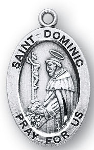 Sterling Silver Oval Shaped St. Dominic Medal