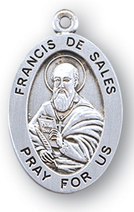 Sterling Silver Oval Shaped St. Francis De Sales Medal
