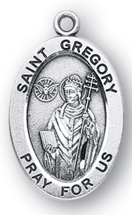Sterling Silver Oval Shaped St. Gregory Medal