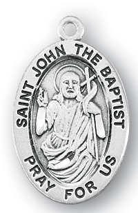 Sterling Silver Oval St. John the Baptist Medal