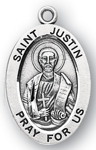 Sterling Silver Oval Shaped St. Justin Medal