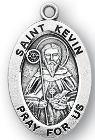 Sterling Silver Oval Shaped St. Kevin Medal