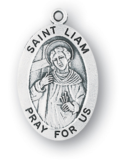Sterling Silver Oval Shaped St. Liam Medal