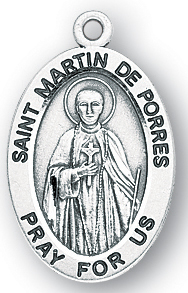 Sterling Silver Oval Shaped St. Martin De Porres Medal