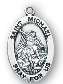 Sterling Silver Oval Shaped St. Michael Medal