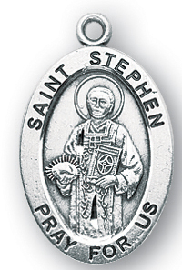 Sterling Silver Oval Shaped St. Stephen Medal