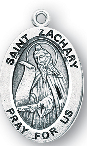 Sterling Silver Oval Shaped St. Zachary Medal