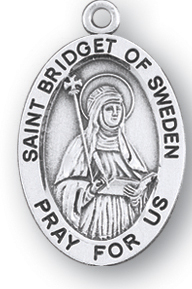 Sterling Silver Oval Shaped St. Bridget of Sweden Medal