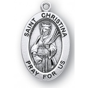 Sterling Silver Oval Shaped St. Christina Medal