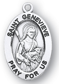 Sterling Silver Oval Shaped St. Genevieve Medal