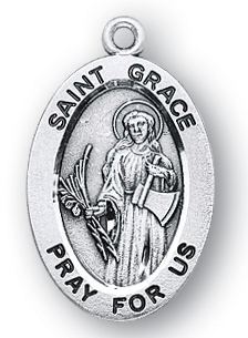 Sterling Silver Oval Shaped St. Grace Medal