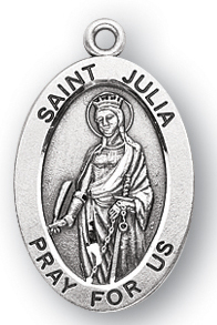 Sterling Silver Oval Shaped St. Julia Medal