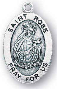 Sterling Silver Oval Shaped St. Rose Medal